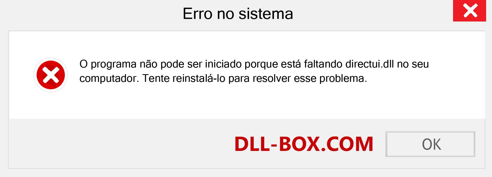 Arquivo directui.dll ausente ?. Download para Windows 7, 8, 10 - Correção de erro ausente directui dll no Windows, fotos, imagens